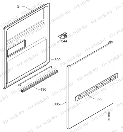 Взрыв-схема посудомоечной машины Zanussi DTI6759E - Схема узла Door 003